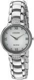 Citizen Women's 'Eco-Drive Diamond' Quartz Stainless Steel Dress Watch, Color:Silver-Toned (Model: EX1460-55A)