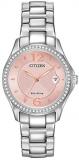 Ladies' Citizen Eco-Drive Silhouette Crystal Pink Dial Watch FE1140-86X