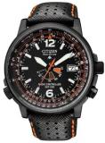 Citizen Quartz Watch. Black Leather Bracelet, Black Face