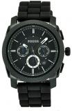 Exercise Gear, Fitness, Fossil Men's FS4487 Black Silicone Bracelet Black Analog Dial Chronograph Watch Shape UP, Sport, Training
