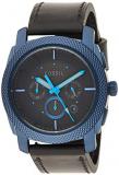 Fossil Men's Machine Stainless Steel Quartz Watch with Leather Calfskin Strap, Black, 24 (Model: FS5361)