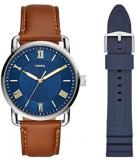 Fossil Men's Copeland Stainless Steel Quartz Watch with Leather Strap