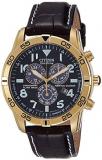 Citizen Eco-Drive Chronograph Perpetual Calendar Alarm Black Dial Leather Men's Watch BL5472-01E