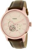 Fossil Men's Townsman Automatic in Rose Goldtone with Dark Brown Leather Strap