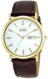 Citizen Men's BM8242-08A Eco-Drive Gold-Tone Leather Watch