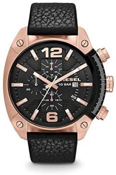 Diesel Men's DZ4297 Overflow Rose Gold Black Leather Watch