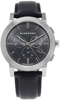 Burberry Women's BU9356 Large Check Black Leather Strap Chronograph Watch