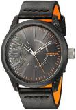 Diesel Men's Rasp Black IP and Black Leather Watch DZ1845