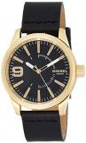Diesel Men's DZ1801 Rasp Gold Black Leather Watch