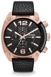 Diesel Men's DZ4297 Overflow Rose Gold Black Leather Watch
