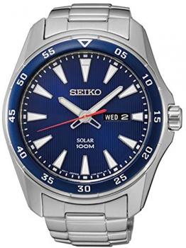 Seiko SNE391 Men's Core Silver Bracelet Band Blue Dial Watch