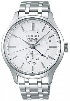 SEIKO Mens Presage"Zen Garden" Power Reserve White Dial Steel Watch SSA395J1