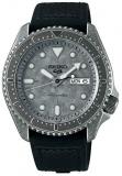 Seiko 5 Sports Silver Dial Black Leather Strap Men's Watch SRPE79K1