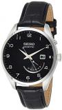 Seiko Kinetic Black Dial Black Leather Men's Watch SRN051P1