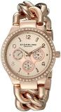 Stuhrling Original Women's 813S.04 Vogue Renoir Day and Date Crystal Accented and 16k Rose Gold-Layered Link Watch Bracelet