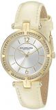 Stuhrling Original Women's 550.04 Vogue Quartz Crystal Bezel Beige Leather Strap Watch