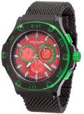 Stuhrling Original Men's 292.335982 Iconoclast Swiss Quartz Chronograph Red Dial Mesh Watch