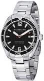 Stuhrling Original Men's 515.02 Aquadiver Regatta Endeavor Quartz Date Black Dial Stainless Steel Watch