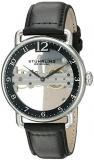 Stuhrling Original Men's 976.01 Bridge Stainless Steel Mechanical Hand-Wind Watch With Black Leather Band