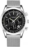 Stuhrling Original Chronograph Mens Watch Analog Watch Dial with Date - Tachymeter, Leather or Mesh Band - 3975 Watches for Men Collection