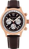 Stuhrling Original Men's 669.04 Analog Monaco Quartz Chronograph Date 16K Rose Gold Plated Brown Genuine Leather Strap Watch