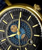 Stuhrling Original Mens Day/Night Dress Watch - Stainless Steel Case and Leather Band - Analog Dial with Date and Day/Night Complication Duet Mens Watches Collection