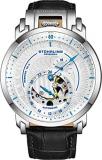 Stuhrling Original Automatic Watch - Skeleton Self Winding Mechanical Movment with Premium Leather Strap Stainless Steel Case Automatic Dress Watches for Men