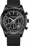 Stuhrling Original Chronograph Mens Watch Analog Watch Dial with Date - Tachymeter, Leather or Mesh Band - 3975 Watches for Men Collection