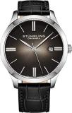 Stuhrling Original Classic Cuvette II Mens Watch - Swiss Quartz Analog Date Wrist Watch for Men - Stainless Steel Mens Designer Watch with Leather Strap 490 Series