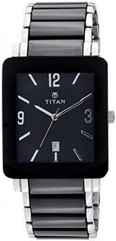 Titan Men's Ceramic Analog Black Dial Watch