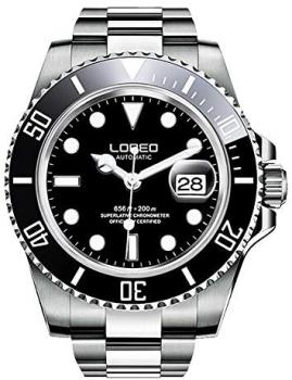 Mens Automatic Watches Self Wind GMT Silver Stainless Steel Sapphire Crystal Diving Watch