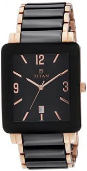 Titan Men's Ceramic Analog Black Dial Watch