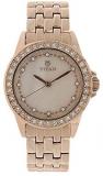 Titan Women's Contemporary Chronograph/Multi Function/Work Wear,Gold/Silver Metal/Leather Strap, Mineral Crystal, Quartz, Analog, Water Resistant Wrist Watch