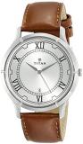 Titan Karishma Silver Dial Brown Leather Strap Analog Watch for Men