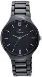 Titan Men's Ceramic Analog Black Dial Watch