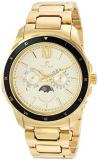 Titan Men's Moon Phase Quartz Watch with Brass Strap, Gold, 12 (Model: 1688KM01)