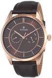 Mens Brown Dial Leather Multi-Function Watch - 90098WL01