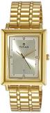 Titan Men's Contemporary Chronograph, Multi Function,Work Wear,Gold, Silver Metal, Leather Strap, Mineral Crystal, Quartz, Analog, Water Resistant Wrist Watch