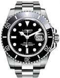 Mens Automatic Watches Self Wind GMT Silver Stainless Steel Sapphire Crystal Diving Watch