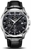 Swiss Brands Men's Automatic Self-Wind Watch Stainless Steel with Brown Genuine Leather Band