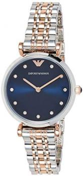Emporio Armani Women's Dress Quartz Watch with Stainless-Steel Strap, Silver, 14 (Model: AR11092)