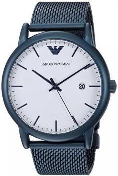 Emporio Armani Men's Luigi Analog-Quartz Watch with Stainless-Steel-Plated Strap, Blue, 22 (Model: AR11025)