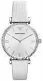 Emporio Armani Women's Stainless Steel Quartz Watch with Leather-Lizard Strap, White, 14 (Model: AR1680)