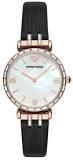 Emporio Armani Women's Gianni T-Bar AR11091 Black Leather Quartz Dress Watch