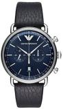 Emporio Armani Men's Dress Stainless Steel Quartz Watch with Leather Calfskin St...