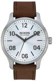 NIXON Patrol Leather A1243 - Silver/Brown - 100m Water Resistant Men's Analog Classic Watch (42mm Watch Face, 21mm Leather Band)