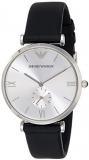 Emporio Armani Men's Retro AR1674 Analog Quartz Watch with Silver Dial and Black...