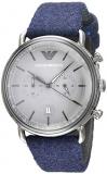 Emporio Armani Men's Aviator Stainless Steel Quartz Watch with Cloth Strap, Blue...