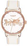Coach Womens Grand White Leather Strap Rose Gold Case White Dial 14502973