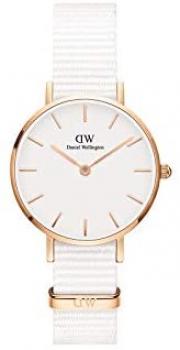 Daniel Wellington Petite Dover Watch, White NATO Band, 28mm